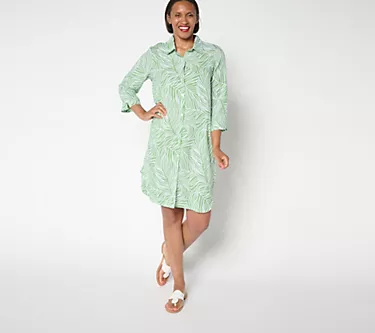 Stan Herman Woven Button Front Halftan