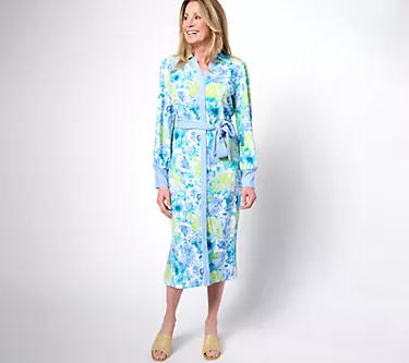 Isaac Mizrahi Live! Regular Pebblette Long Sleeve Midi Shirt Dress