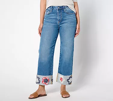 Driftwood Jeans Charlee Embroidered Cuff Jean - American