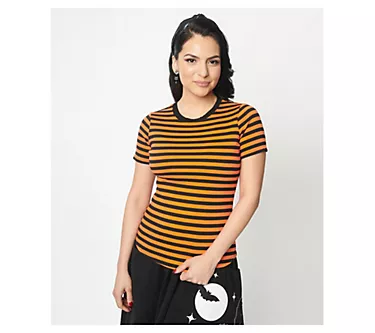 Unique Vintage Back-To-Basics Striped Knit Top