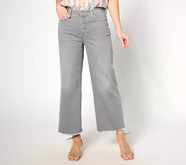 NYDJ High Rise Teresa Wide Leg w/ Button Fly - Rocksand