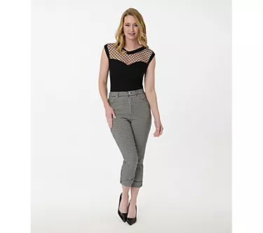 Unique Vintage Black & White Gingham Capris 1 103491-unique-vintage-black-white-gingham-capris-1.webp