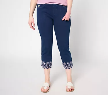 Quacker Factory DreamJeannes Petunia Scallop 23" Cropped Pant