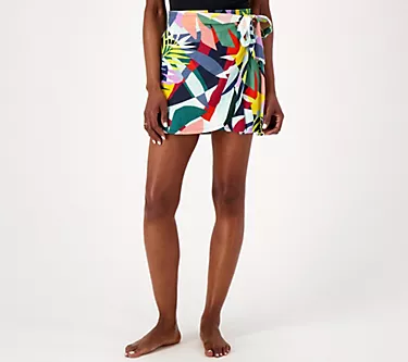 Jantzen Woven Pull-On Faux Wrap Cover-Up Skirt