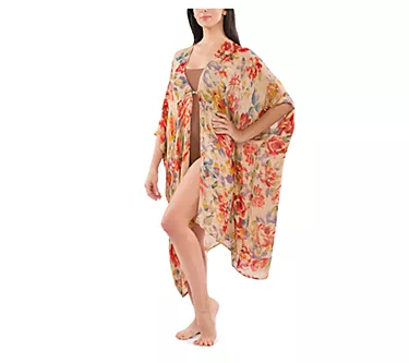Patricia Nash Long Ruana Beach Cover-Up in Aegan Bloom