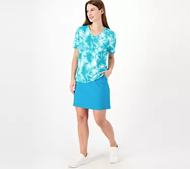 Sport Savvy Regular V-Neck w/Grommet Short Sleeve Tee & Skort Set