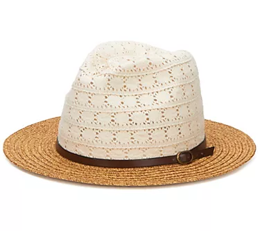 San Diego Hat Paperbraid Fedora with Cotton Lace Crown