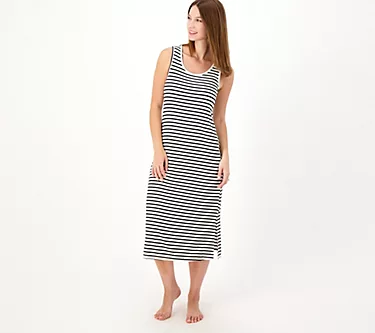 Jantzen Sleeveless Striped Knit Knit Cover-Up Dress