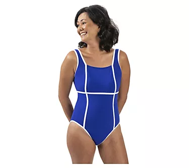 Dolfin Aquashape Womens Moderate Square Neck 1-Piece in Indigo