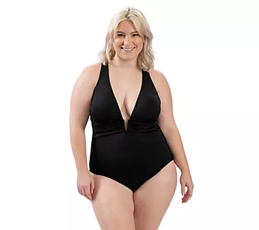 Dolfin Aquashape Womens Deep V-Neck 1-Piece inlack
