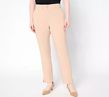 Isaac Mizrahi Live! Petite Stretch Crepe Straight-Leg Ankle Pants