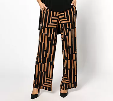 Dennis Basso Petite Italia Knit Printed Pant with High Slit