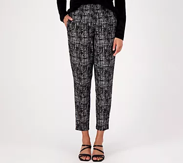 J Jason Wu Regular Plaid Knit Pull-On Ankle Pants