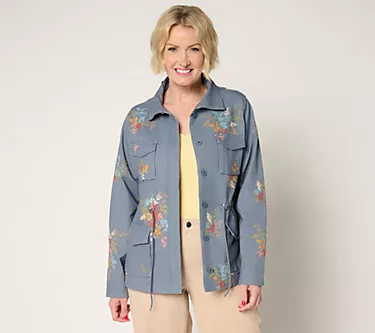 Driftwood Jeans Amber Linen Utility Jacket - Dusty Blue