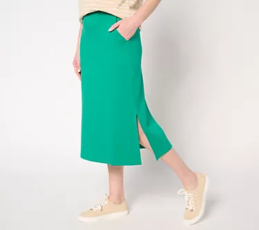 Isaac Mizrahi Live! Regular Essentials Pima Flex Midi Skirt