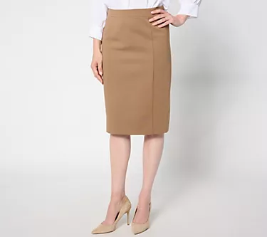 Tailored by Susan Graver Regular Smart Ponte 350 Pull-On Skirt