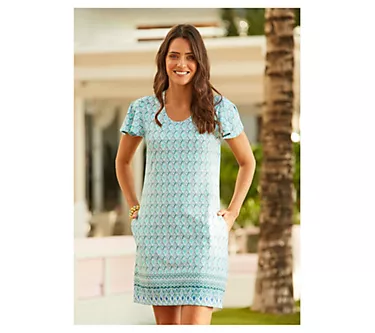 Cabana Life Flutter Short Sleeve Shift Dress UPF 50