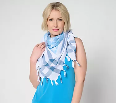 Denim & Co. Americana 100% Cotton Stars & Stripes Printed Scarf