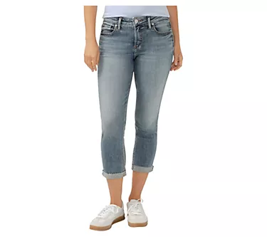 Silver Jeans Co. Women's Elyse Mid Rise Capri _SIA369