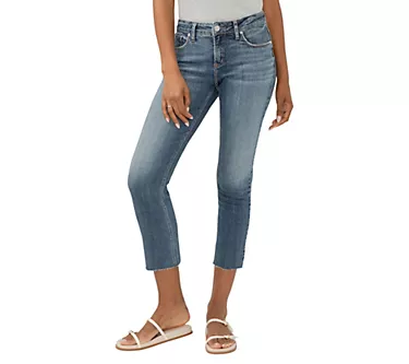 Silver Jeans Women's Elyse Mid Rise Ankle Straight Jeans_SERN