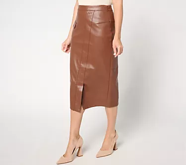 Studio Park x Shawn Killinger Petite Fixed Faux-Leather Wrap Skirt