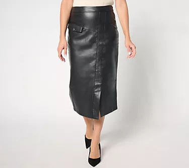 Studio Park x Shawn Killinger Regular Fixed Faux-Leather Wrap Skirt