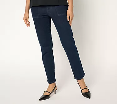Women with Control Petite Contour Curves Straight Leg Jeans