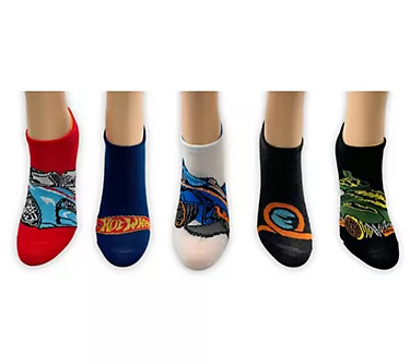 Hot Wheels Boy's Set of 5 No-Show Socks