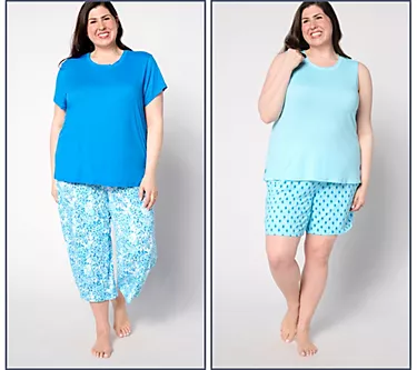 MUK LUKS Tall Cloud Knit Short, Capri, Tee, & Tank PJ Set
