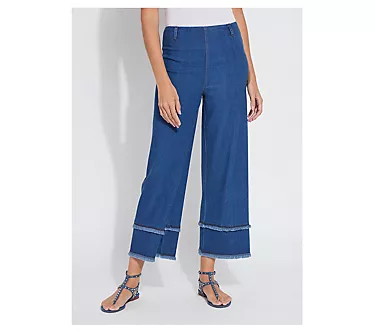 Lysse New York Fringe Hi-Waist Wide Leg Crop Denim