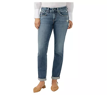 Silver Jeans Co. Women's Boyfriend Mid Rise Slim  Jeans_SCV372
