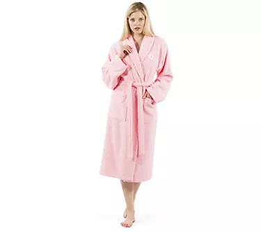 Linum Home Textiles Pink Personalized Terry Bathrobe