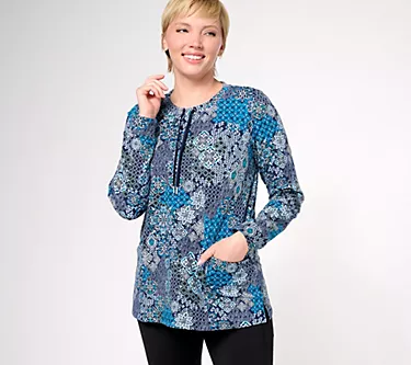 Sport Savvy French Terry Printed Top w/ Drawcord