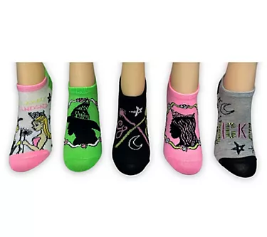 Wicked Girl's Set of 5 No-Show Socks