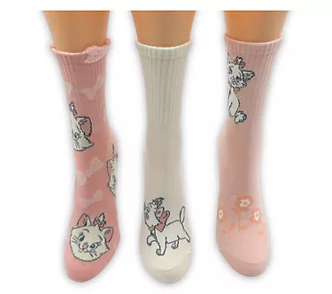 Disney Ladies' Set of 3 Aristocats Ribbed CrewSocks