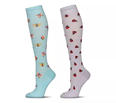 Memoi Women's Novelty Set of 2 Compression Knee-High Socks
