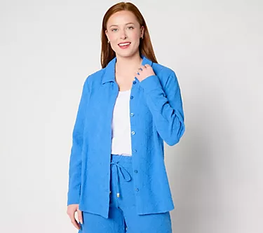 Bellisima by Kim Gravel Embroidered Cotton Gauze Big Shirt