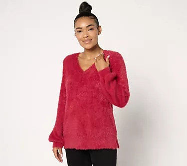 Jingle Belles by Kim Gravel Eyelash Yarn Sweater