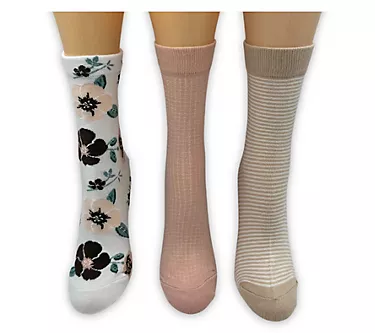 Brookstone Ladies' Set of 3 Rayon from Bamboo Crew Socks