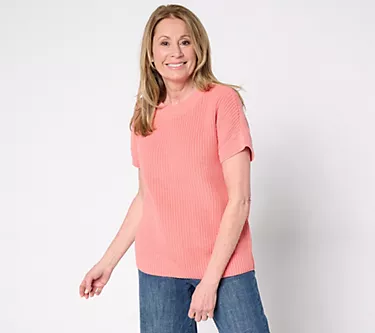 Martha Stewart Signature Knit Dolman Sleeve Cotton Sweater