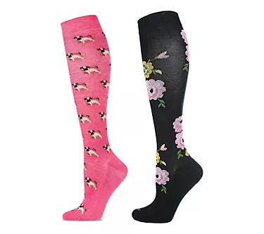 Memoi Women's Set of 2 Novelty Knee-High Compression Socks