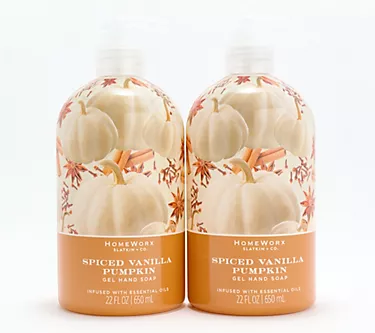 HomeWorx by Slatkin + Co. S/2 22oz Spiced Vanilla Pumpkin Soaps