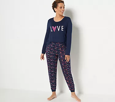 Anybody Brushed Jersey Top & Printed Jogger Sleep Set