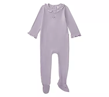 MiniMoi Solid Ruffle Trim Footie Pajama Set