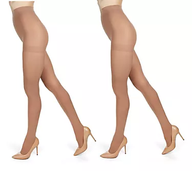 Memoi Perfectly Opaque Control Top Microfiber Tights 2-Pack