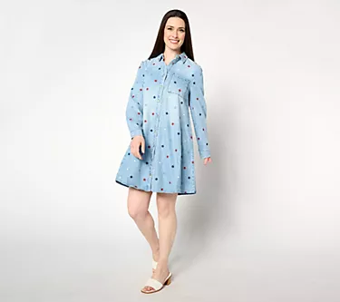Driftwood Jeans Scottie Long Sleeve Tencel Dress - Starry Night