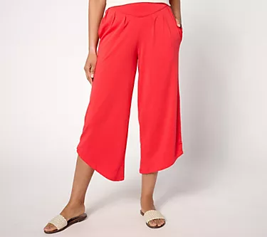 AnyBody Lounge Regular Cozy Knit Pleated Wide Leg Pant