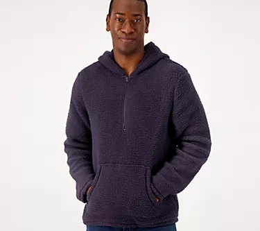 Cuddl Duds Men's Cloud Fleece Quarter Zip Hoodie