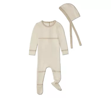 122284-minimoi-baby-lurex-trimmed-ribbed-cotton-footieand-cap-set-1.webp