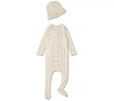 MiniMoi Baby Sweater Rib 2 Piece Footie Set